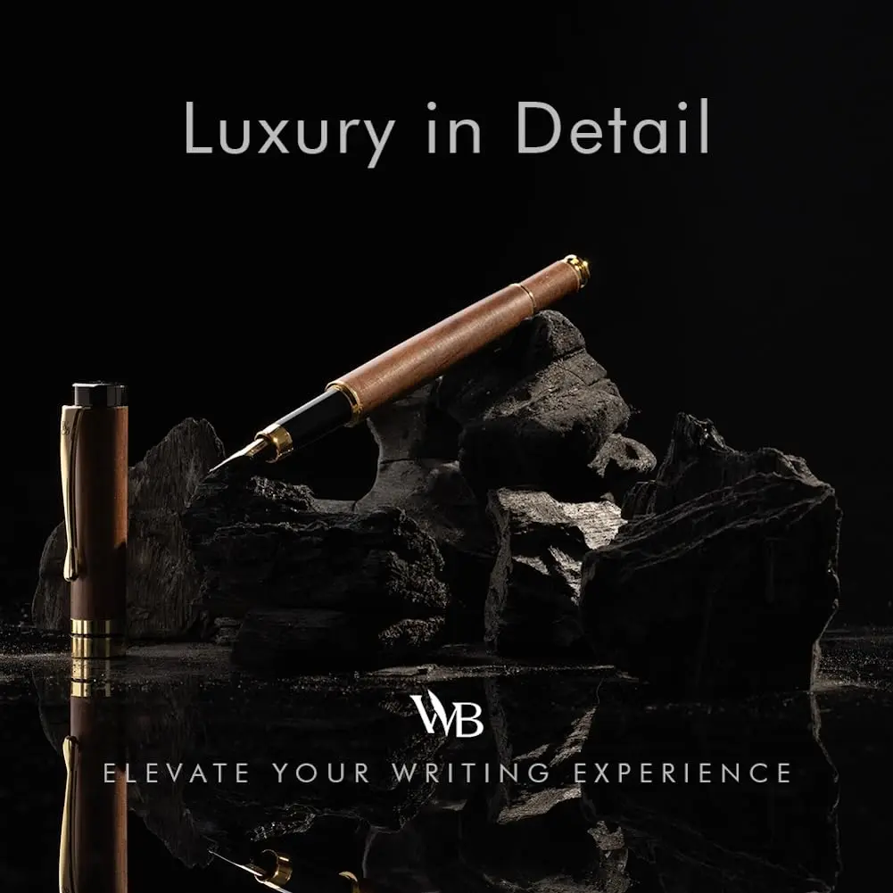 Wordsworth & Black Bamboo Wood Fountain Pen Set with Medium Nib | German Iridium Nib, Luxury Gift Box, 15.6 cm (6.1 in) - view 2