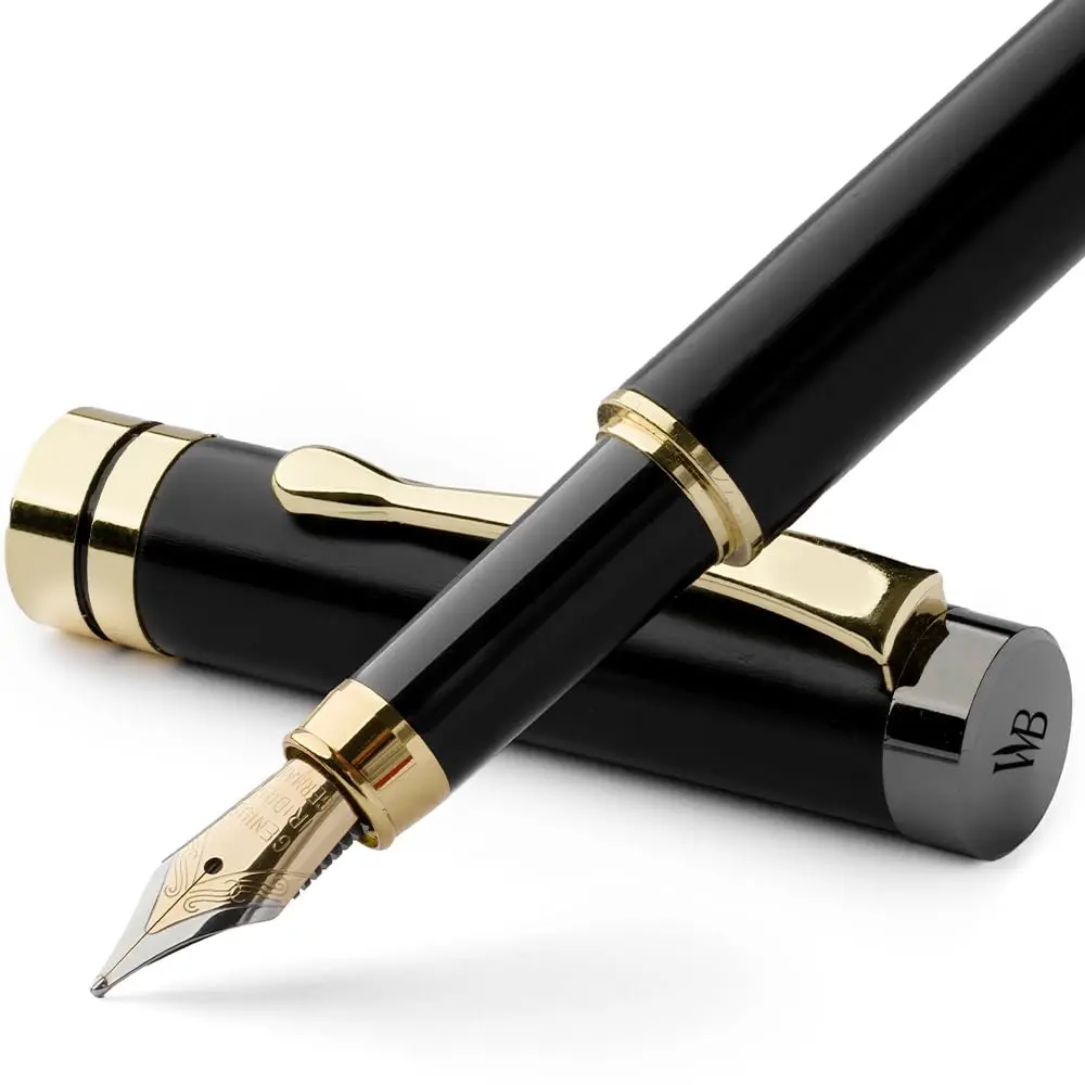 Wordsworth & Black Bamboo Wood Fountain Pen Set with Medium Nib, 14.1cm (5.55in) | German Iridium Nib for Smooth Writing - main product image