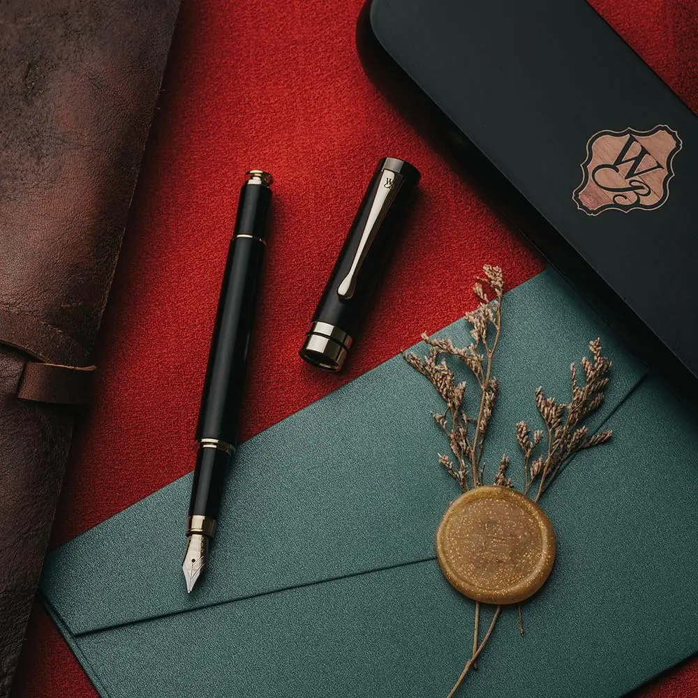 Wordsworth & Black Bamboo Wood Fountain Pen Set with Medium Nib, 14.1cm (5.55in) | German Iridium Nib for Smooth Writing - view 5