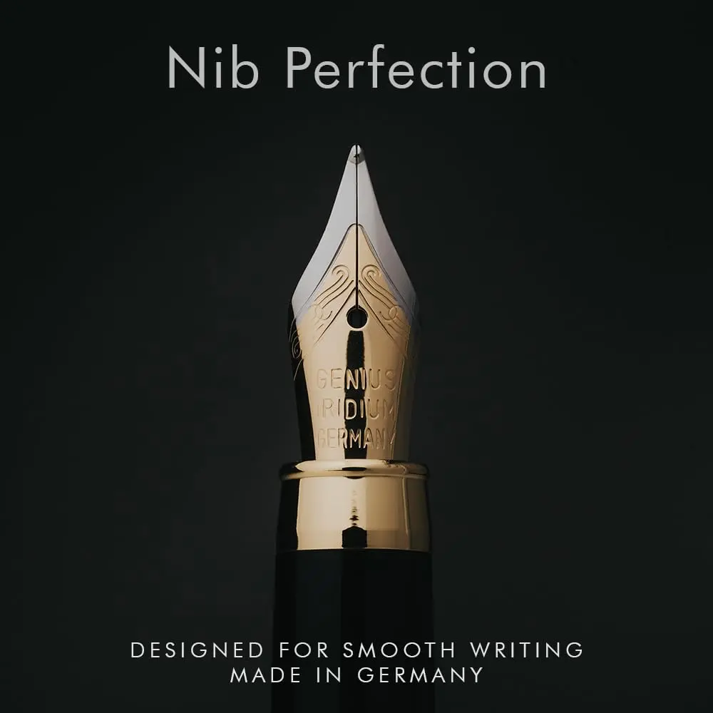 Wordsworth & Black Bamboo Wood Fountain Pen Set with Medium Nib, 14.1cm (5.55in) | German Iridium Nib for Smooth Writing - view 4