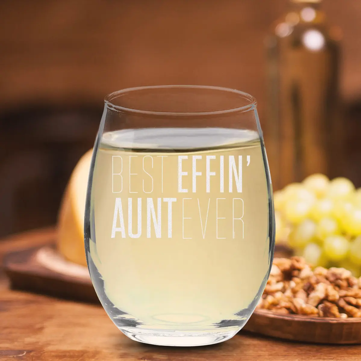 Veracco 15 oz Stemless Wine Glass Best Effin' Aunt Ever | Elegant, Durable & Dishwasher Safe - view 7