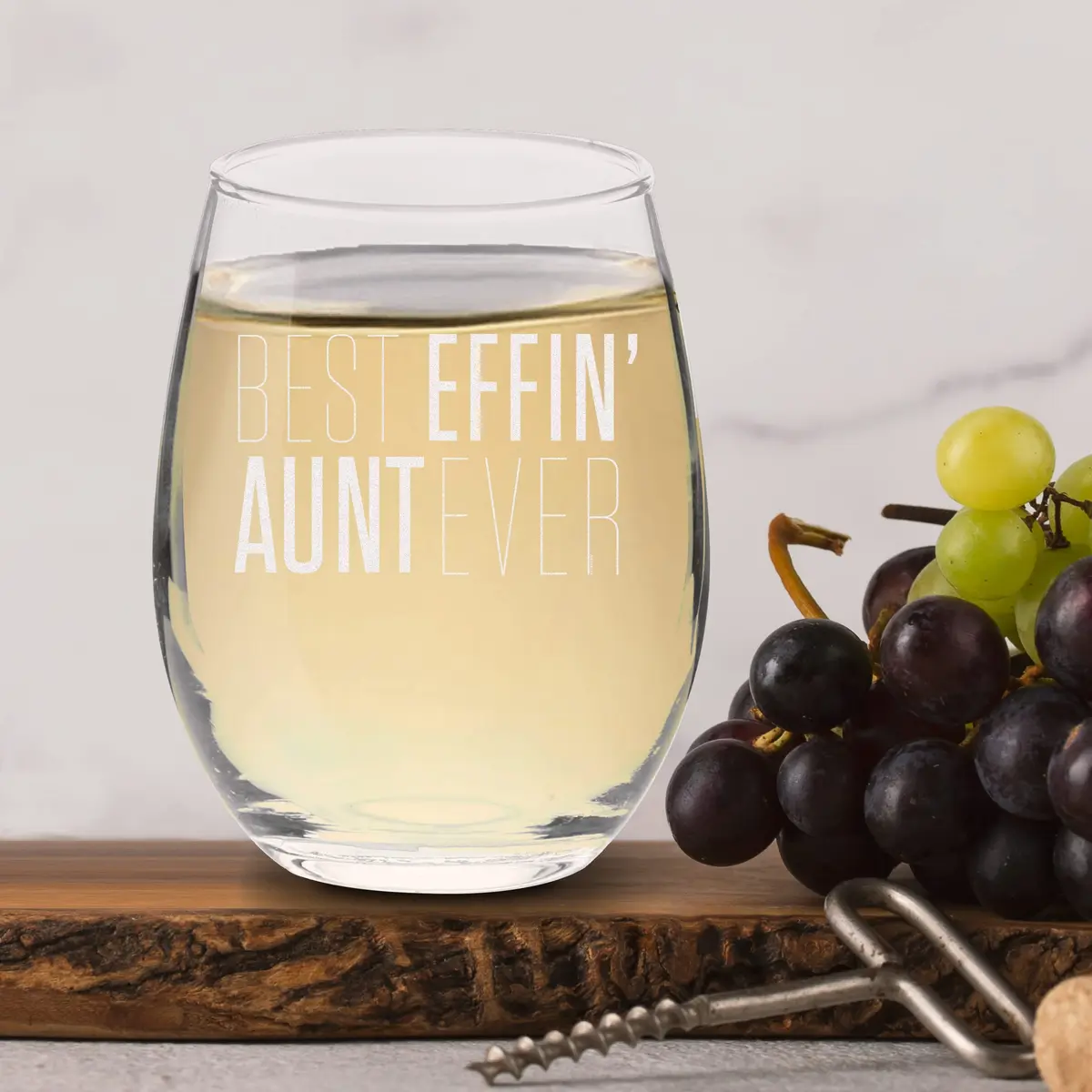Veracco 15 oz Stemless Wine Glass Best Effin' Aunt Ever | Elegant, Durable & Dishwasher Safe - view 8