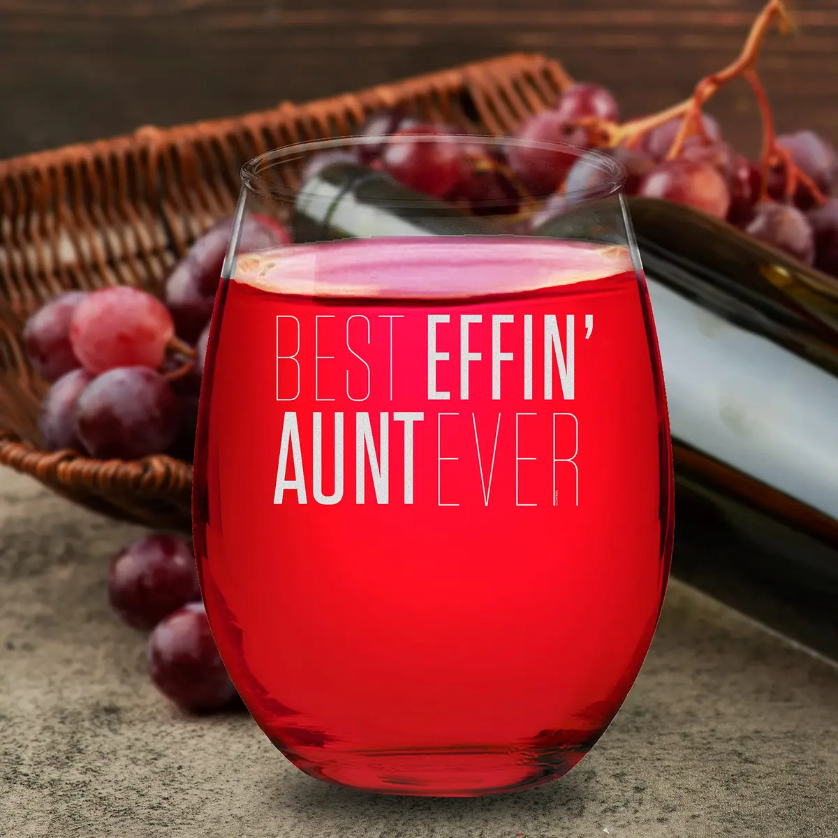 Veracco 15 oz Stemless Wine Glass Best Effin' Aunt Ever | Elegant, Durable & Dishwasher Safe - view 9