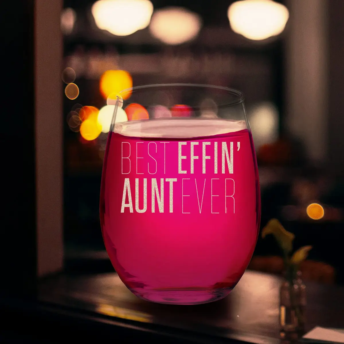 Veracco 15 oz Stemless Wine Glass Best Effin' Aunt Ever | Elegant, Durable & Dishwasher Safe - view 4