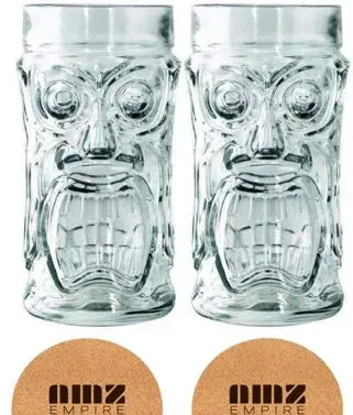 AMZ Empire Screaming Tiki Glasses 16 oz | Modern Bar Party Set with Picks - main product image