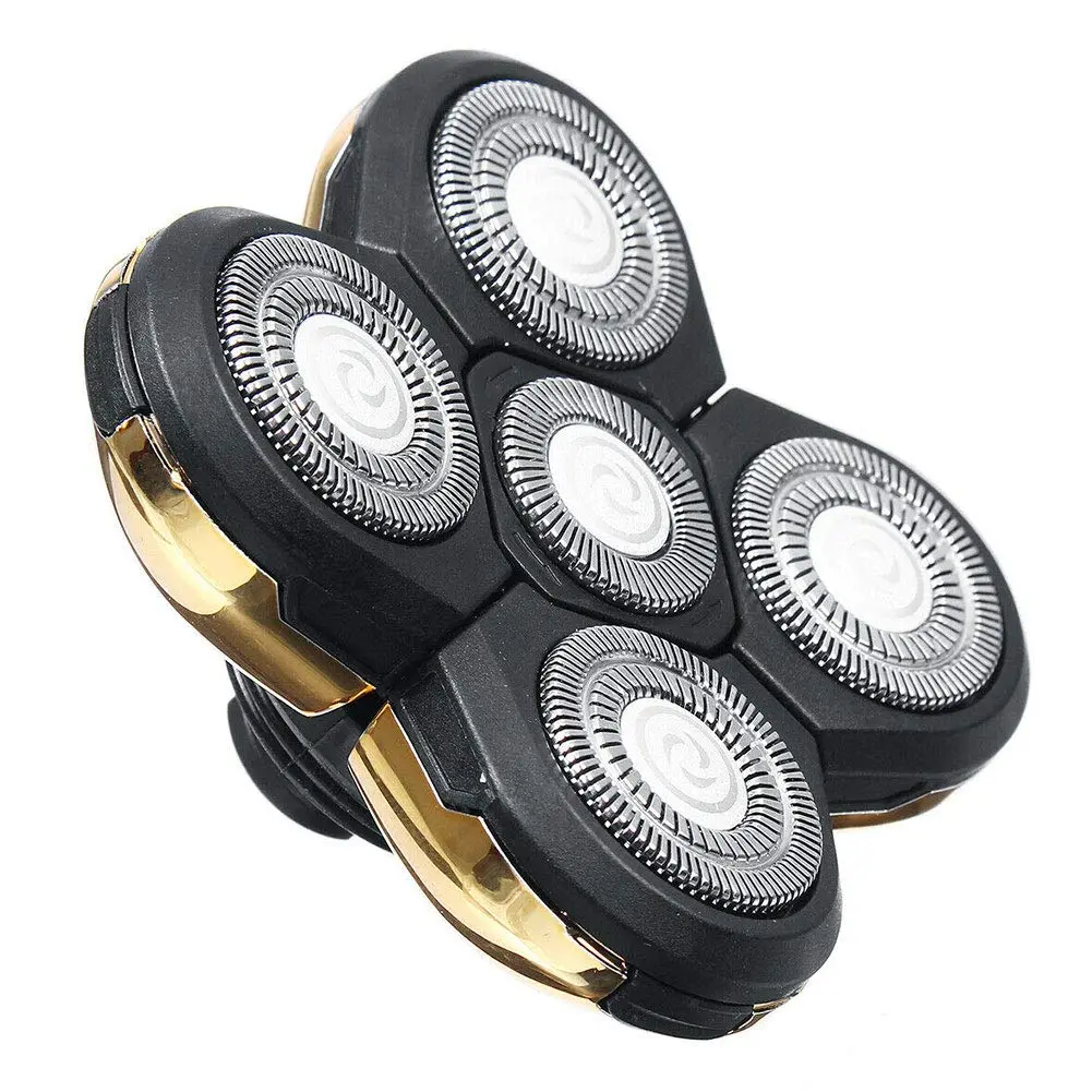 Ranjaner 5 Heads Beard Cutter Universal Electric Razor Shaver Head Rotary 4D Gold | Double Ring Blade - main product image