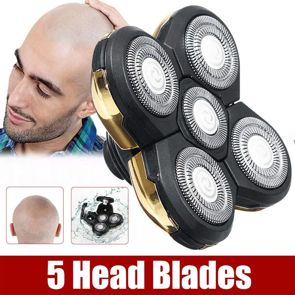 Ranjaner 5 Heads Beard Cutter Universal Electric Razor Shaver Head Rotary 4D Gold | Double Ring Blade - view 2