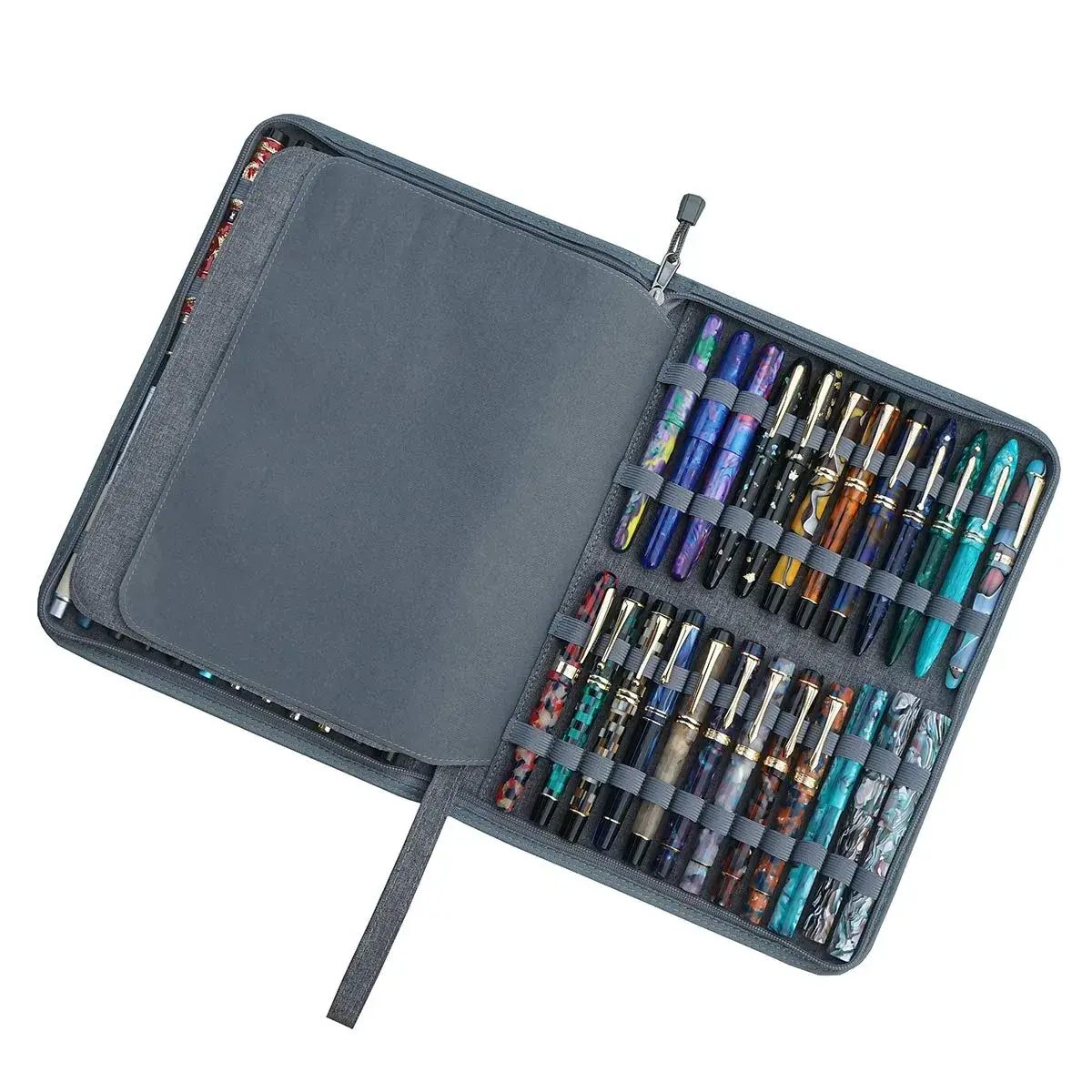 erofa 48 Slots Gray Fountain Pen Case, Canvas Pen Holder Display Pouch Bag Storage 33cm x 25cm | Water Resistant Canvas Organizer - view 7
