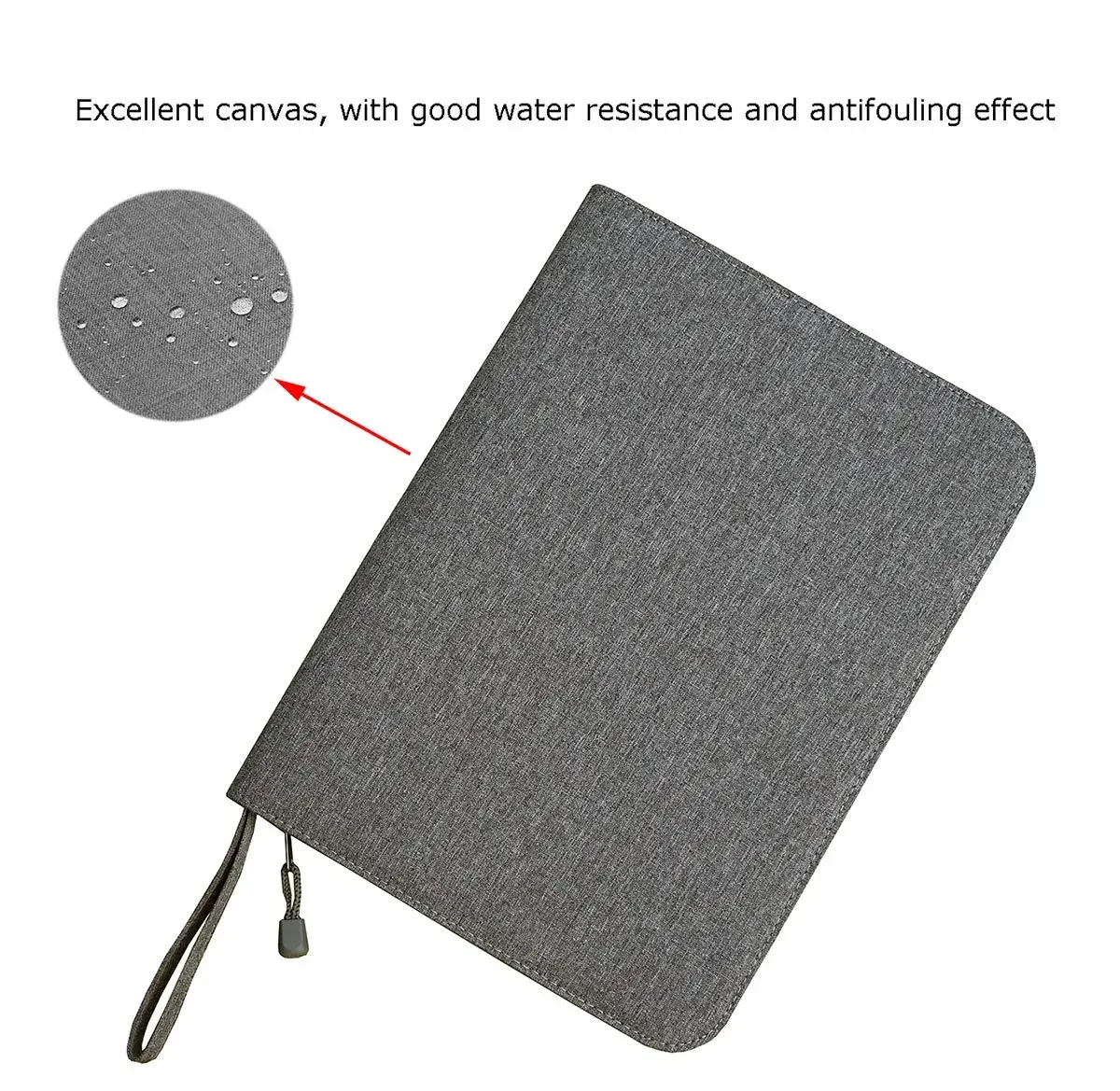 erofa 48 Slots Gray Fountain Pen Case, Canvas Pen Holder Display Pouch Bag Storage 33cm x 25cm | Water Resistant Canvas Organizer - view 2