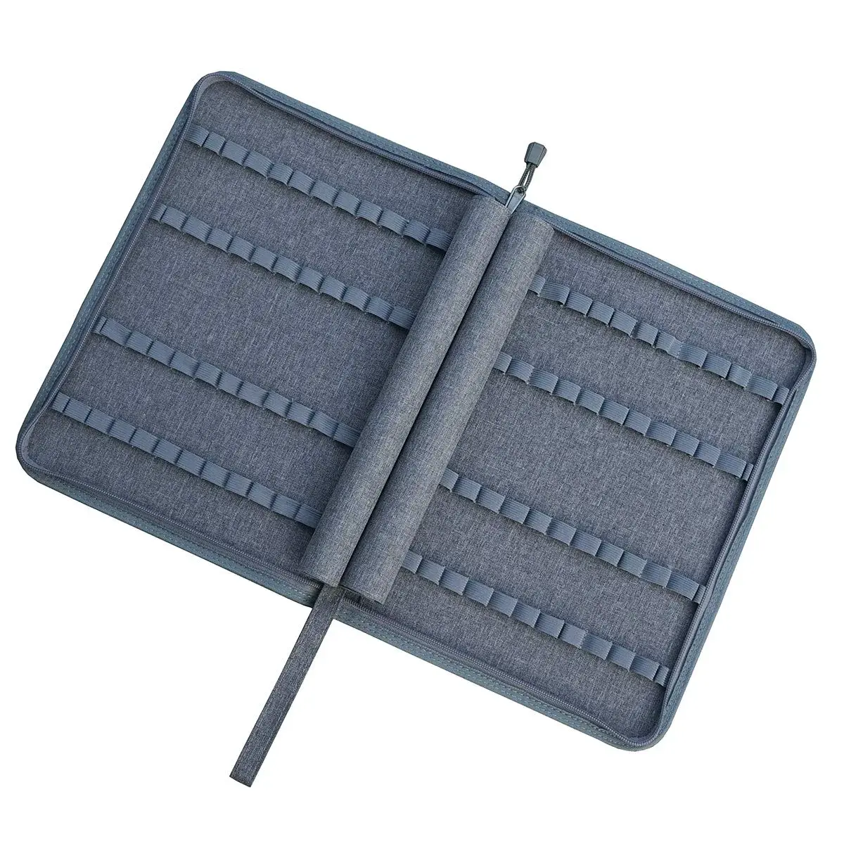 erofa 48 Slots Gray Fountain Pen Case, Canvas Pen Holder Display Pouch Bag Storage 33cm x 25cm | Water Resistant Canvas Organizer - view 3