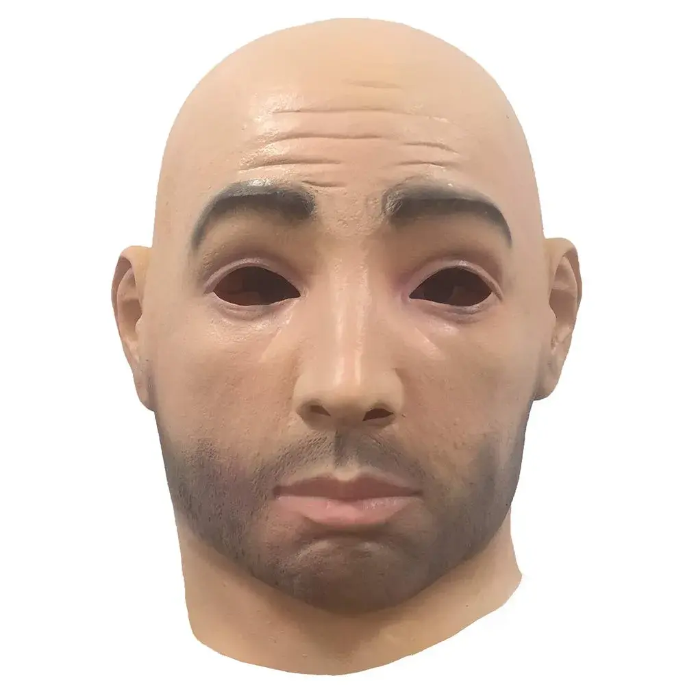 zhongcai Realistic Human Latex Mask Head (Male A) Yellow | Halloween Masquerade Costume - main product image