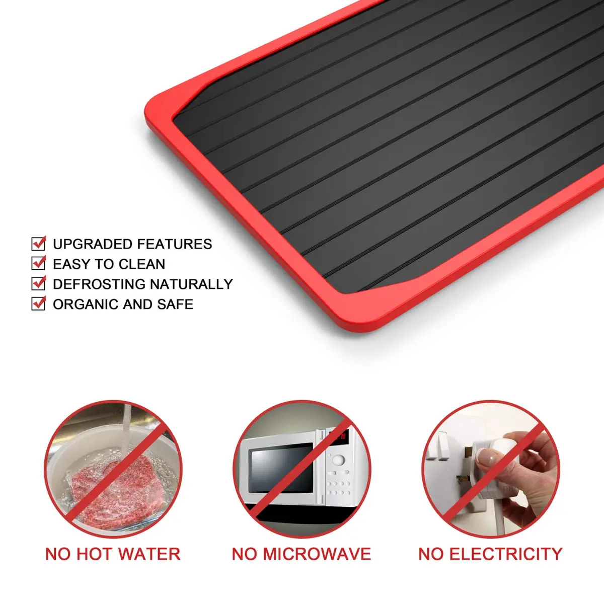 ROYOR Large Defrosting Tray 36cm (14") x 20cm (8") | Faster Thawing Aluminum Tray - view 5