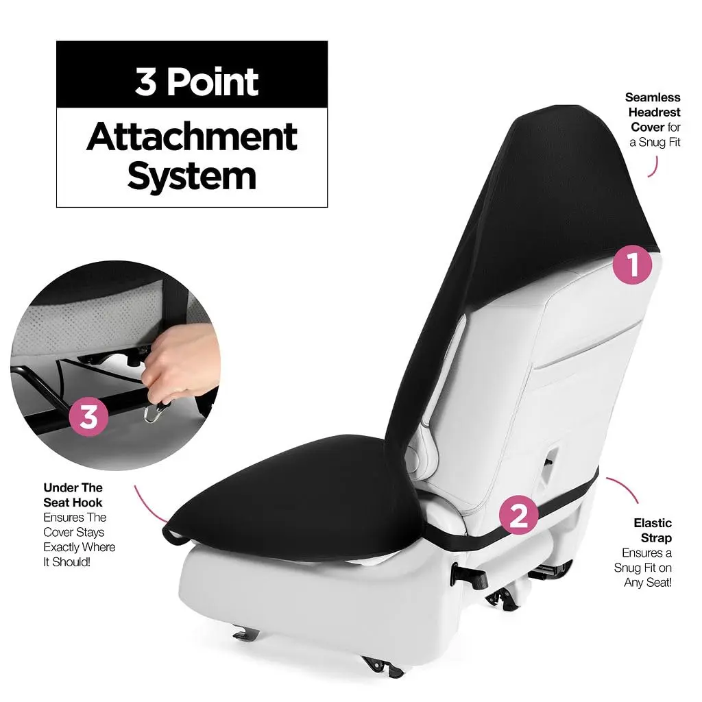 lebogner Waterproof Sweat Towel Car Seat Cover for Gym, Running, Swimming, Beach, Hiking | Universal Fit Anti-Slip Bucket Seat Protector (Black, 1-Pack) - view 2