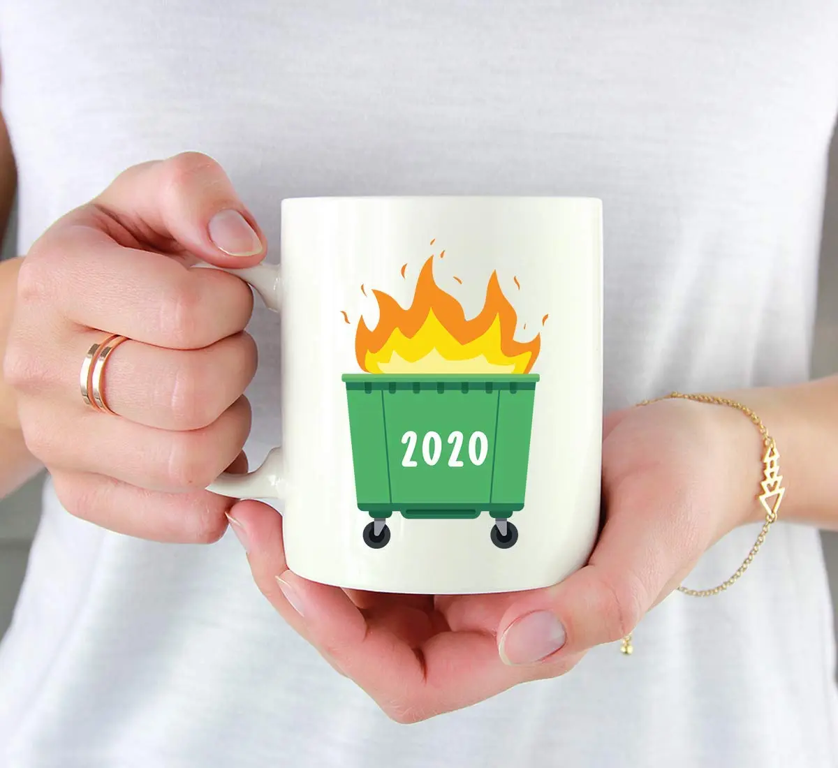 Andaz Press Funny Self Isolation Social Distancing 11oz Ceramic Coffee Mug Gift, Dumpster Fire 2026 | Humorous, Durable & Microwave Safe - view 3