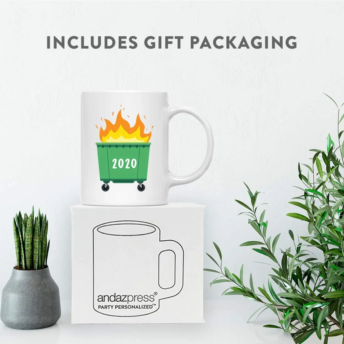 Andaz Press Funny Self Isolation Social Distancing 11oz Ceramic Coffee Mug Gift, Dumpster Fire 2026 | Humorous, Durable & Microwave Safe - view 4
