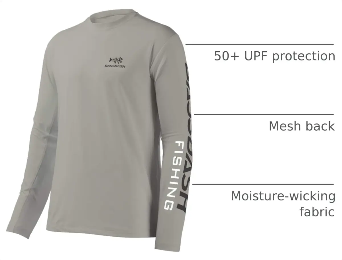 BASSDASH Fishing T Shirts for Men UV Sun Protection UPF 50+ Long Sleeve Tee T-Shirt | Moisture-Wicking, Breathable, UV Block - view 4