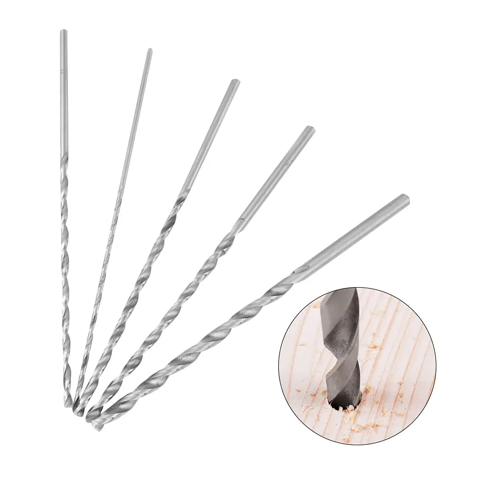 Fafeicy Extra Long Drill Bit Set, High Speed Steel, 2/3/3.5/4/5mm Diameter, 150mm Length for Wood - view 5