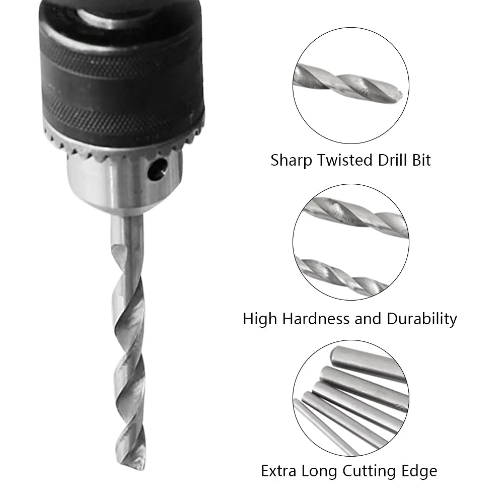 Fafeicy Extra Long Drill Bit Set, High Speed Steel, 2/3/3.5/4/5mm Diameter, 150mm Length for Wood - view 3