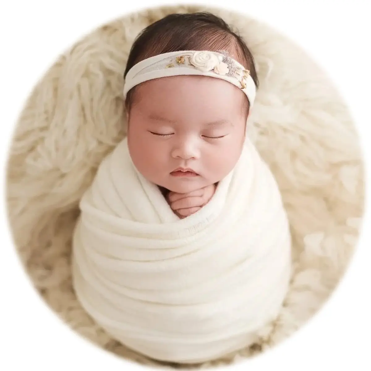 Zeroest Newborn Photography Wrap Baby Photo Prop Blanket (White, Small) | Soft Nylon & Spandex for Newborns - main product image