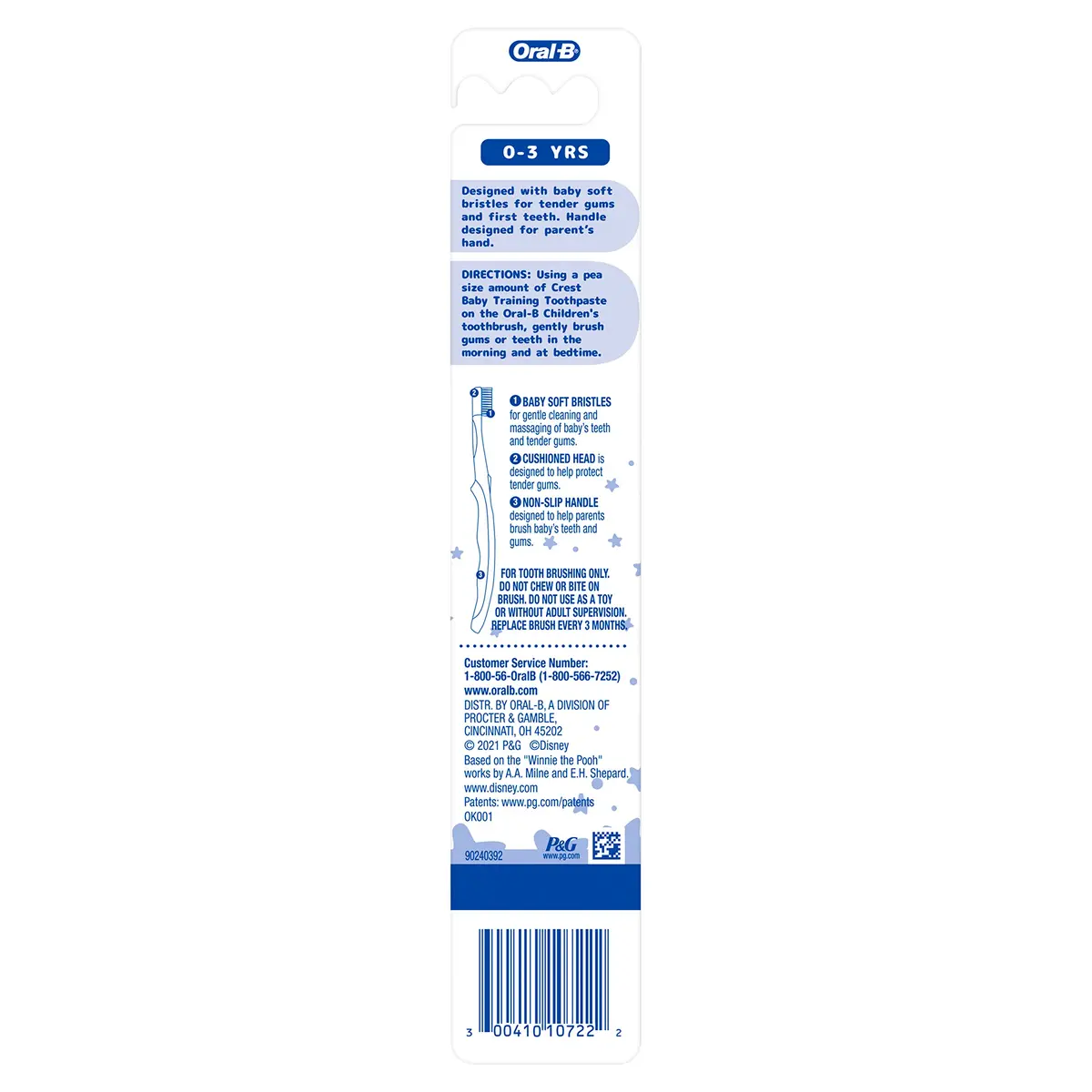 Oral-B Baby Toothbrush Featuring Disney's Pooh, Baby Soft Bristles, 0-3 Years, 1 Count | Gentle Cleaning for Tender Gums - view 7