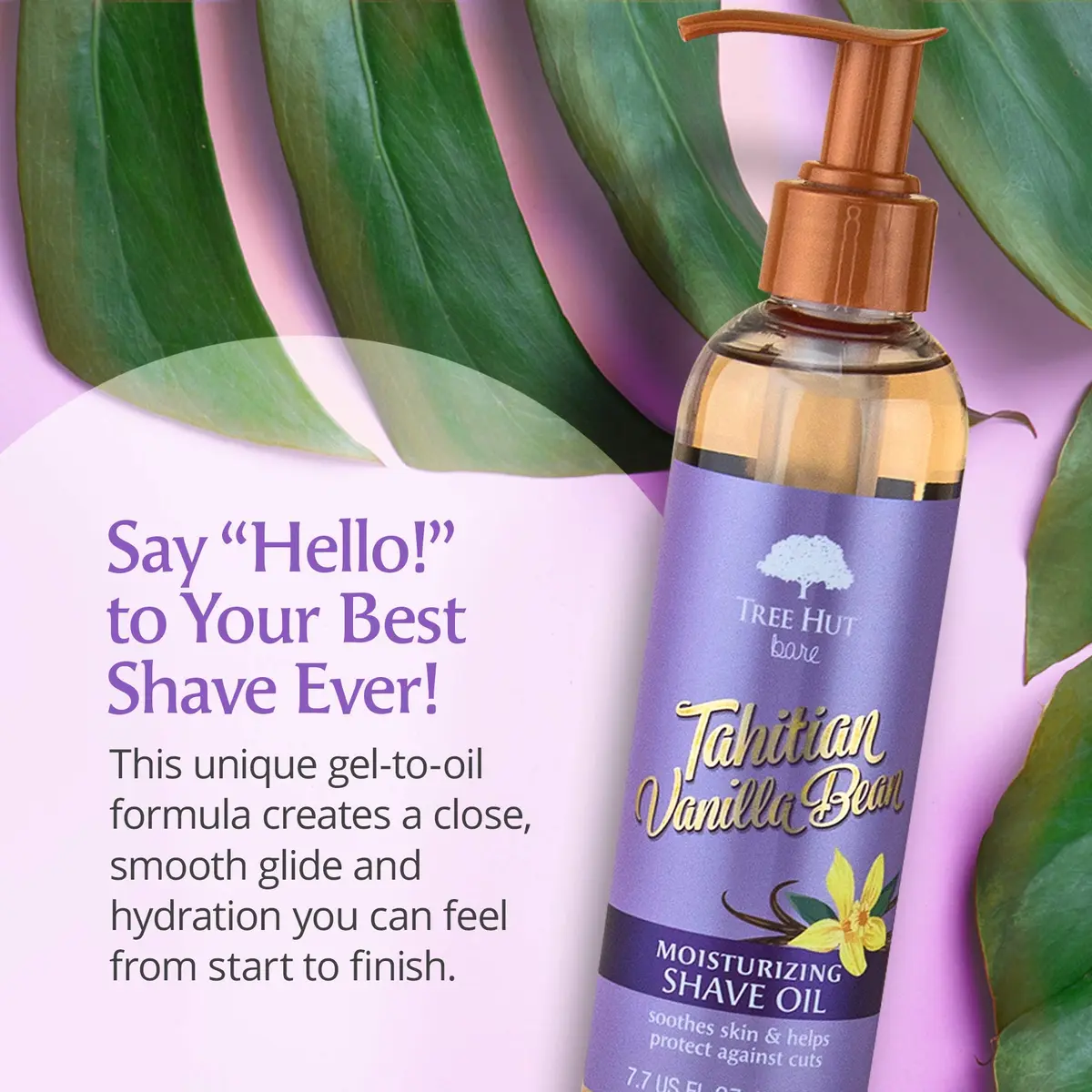 Tree Hut Bare Tahitian Vanilla Bean Moisturizing Shave Oil 221ml (7.7 Fl Oz) | Smooth Shave & Hydration - view 2