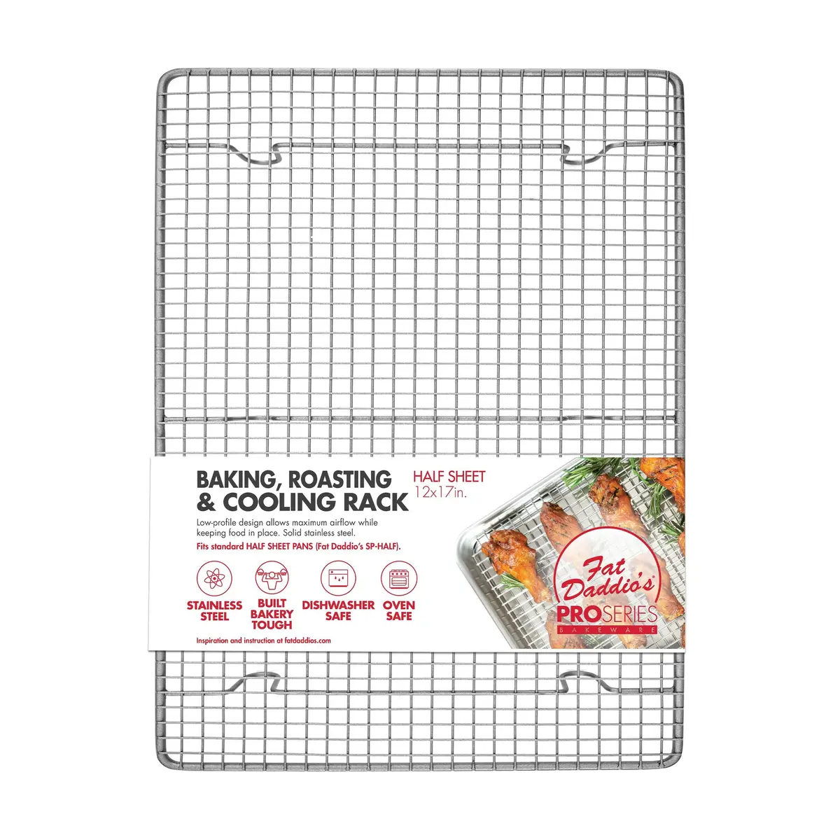 Fat Daddio's CR-HALF Stainless Steel Cooling & Baking Rack 12 x 17 Inch | Durable, Oven Safe & Dishwasher Friendly - main product image