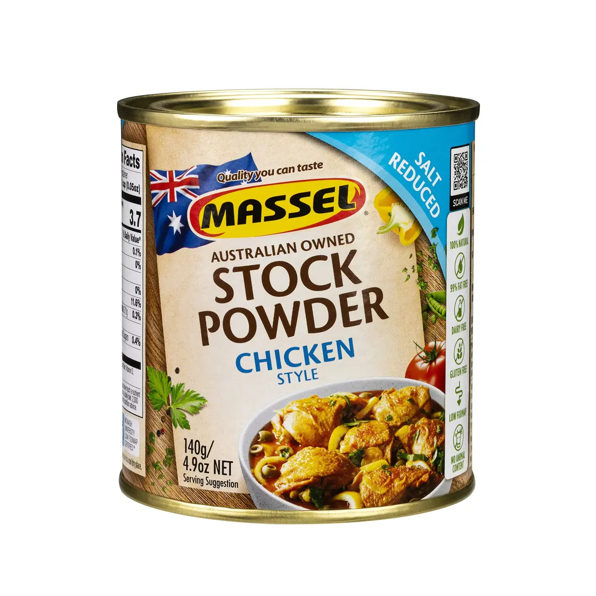 Massel Salt Reduced Chicken Style Bouillon Powder 140g (4.9 oz) | Low Sodium, Vegan, Gluten-Free Stock Base - main product image