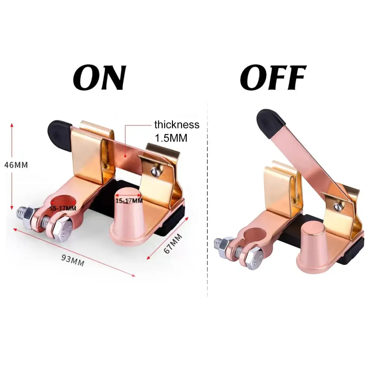 COZYEHOO Top Post Knife Blade Master Switch 12V 24V Battery Disconnect Cut Off Shut Off | Heavy Duty Brass - view 5
