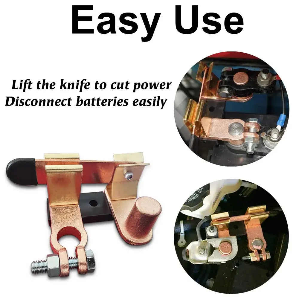 COZYEHOO Top Post Knife Blade Master Switch 12V 24V Battery Disconnect Cut Off Shut Off | Heavy Duty Brass - view 2