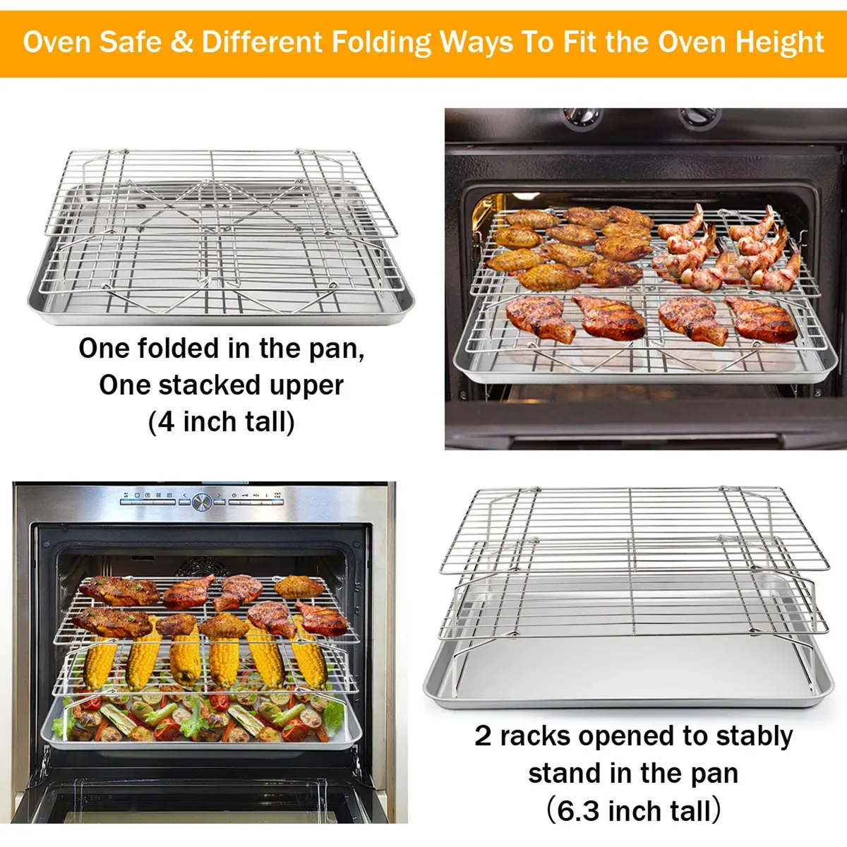 TeamFar Cooling Rack, 5-Tiers Stainless Steel Baking Cooling Wire Rack | Heavy Gauge, Stackable & Dishwasher Safe - view 5