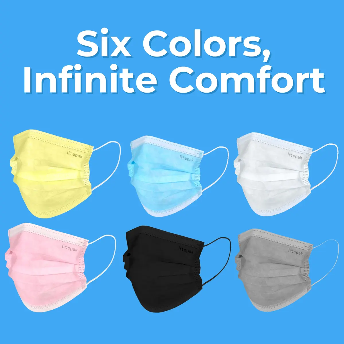 Litepak Disposable Face Mask 125-Pack Comfort Earloops with Dispenser Box (Black) | 3 Ply Adult Masks for Daily Use - view 7