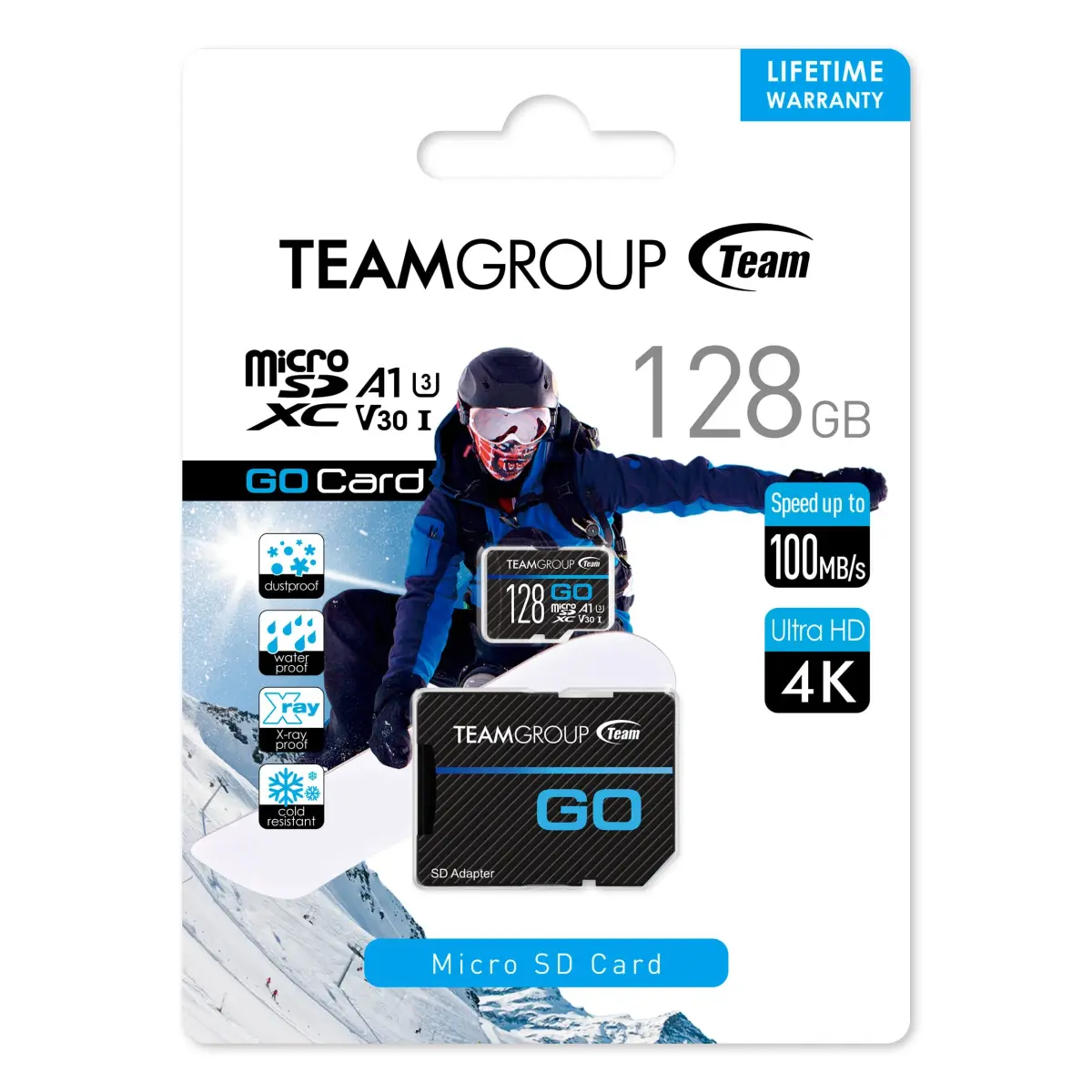 TEAMGROUP GO Card 128GB Micro SDXC UHS-I U3 V30 4K with Adapter | Action Camera Memory Card - view 7