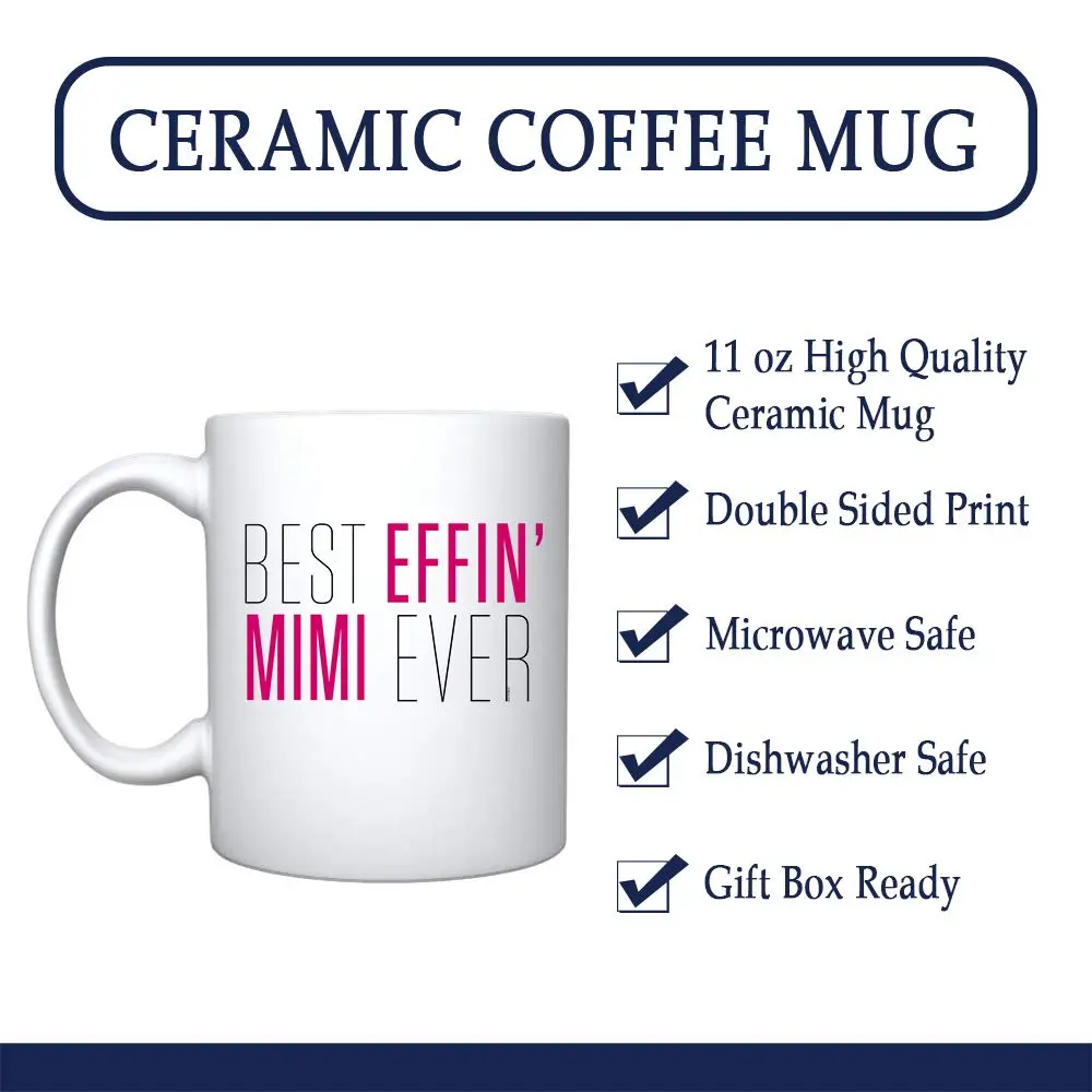 Veracco Best Effin' Mimi Ever Mug - 11 oz Ceramic Coffee Cup for Grandma, Mother's Day, and Birthday Gifts (White, Ceramic) - view 3