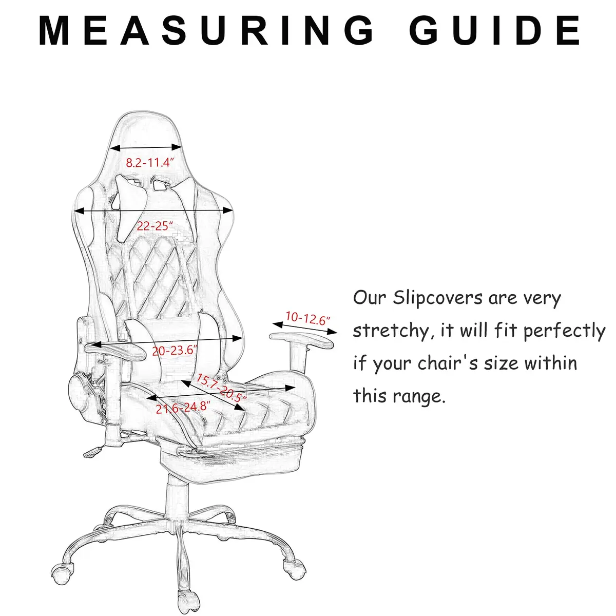 WOMACO Gaming Chair Slipcover for Leather Chairs | Durable Stretch Fabric, One-Size, Grey - view 6