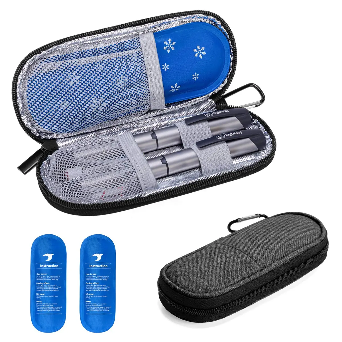 Yarwo Insulin Cooler Travel Case with 2 TSA Approved Ice Packs for Insulin Pens, 19cm (7.4in) | Keeps Medicine Cool for Travel - main product image