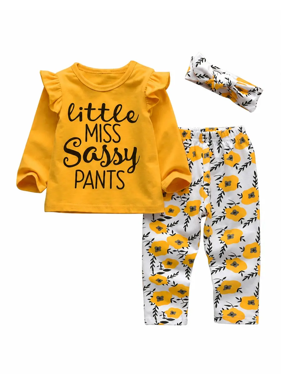 KuKitty Toddler Girl Clothes Letter Tops Floral Pants Outfit Set | Soft Cotton Blend, 12-18 Months, Bright Colors, Perfect for Playdates & Photos - main product image
