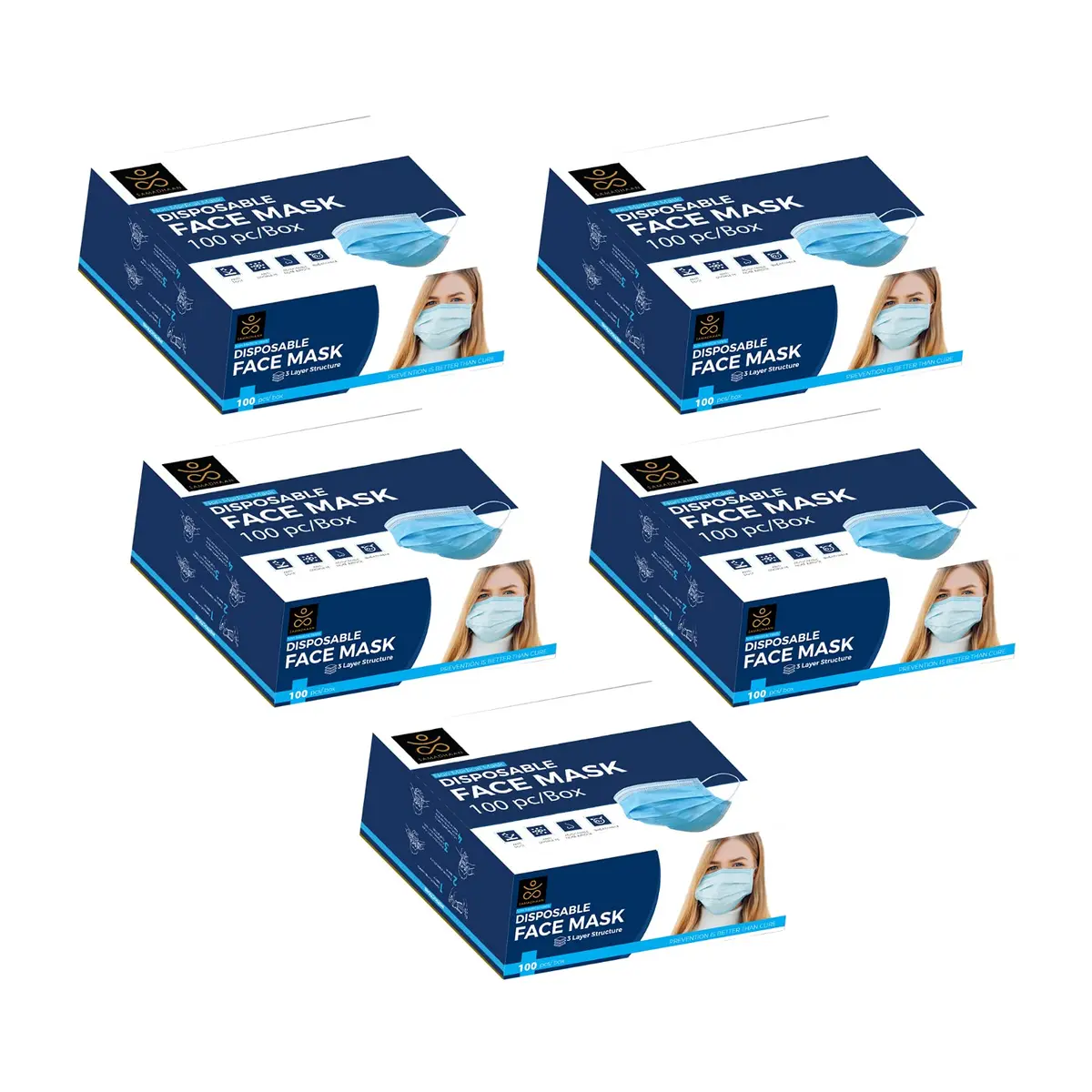 Samadhaan Disposable Face Mask Pack of 500 | 3-Layer Breathable Non Woven Mask with Adjustable Earloops - main product image