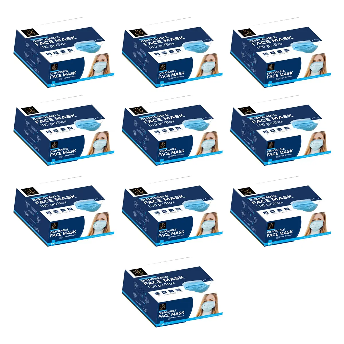 Samadhaan Disposable Face Mask 1000 Pack | 3 Ply Breathable Non Woven Safety Mask with Adjustable Ear Loops - main product image