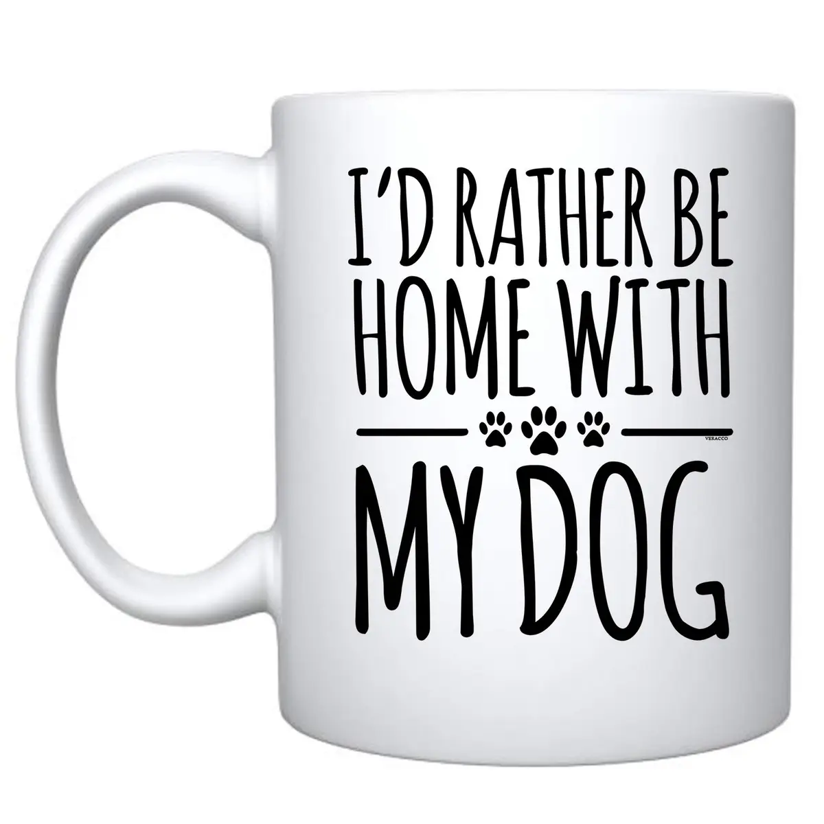 Veracco I'd Rather Be Home With My Dog Ceramic Coffee Mug 11oz | Unique Dog Lover Gift - main product image