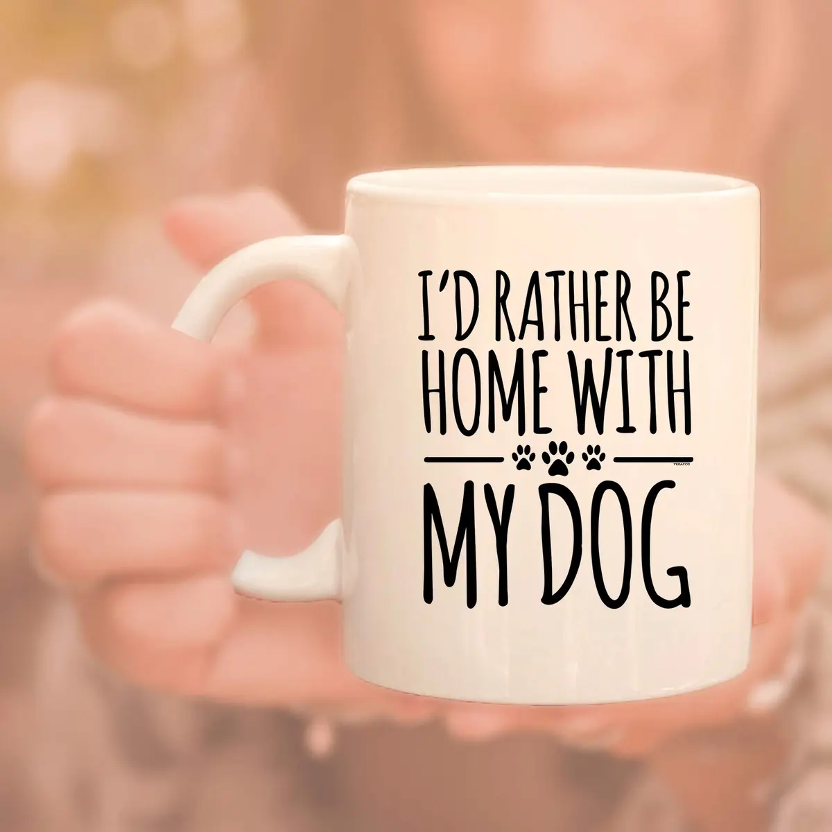 Veracco I'd Rather Be Home With My Dog Ceramic Coffee Mug 11oz | Unique Dog Lover Gift - view 6