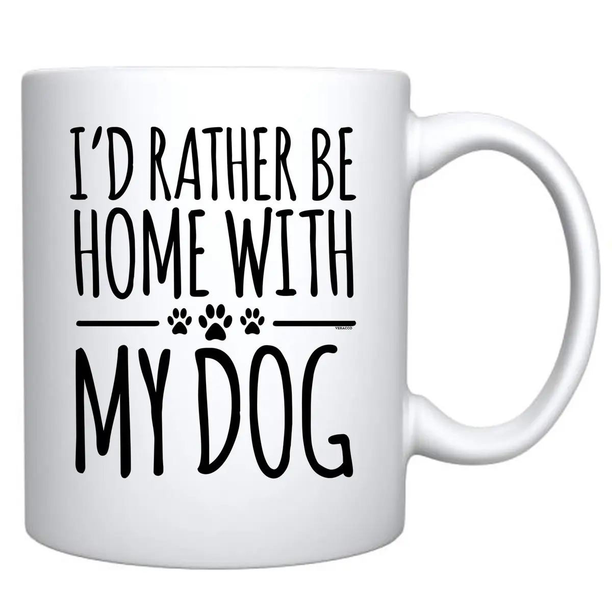 Veracco I'd Rather Be Home With My Dog Ceramic Coffee Mug 11oz | Unique Dog Lover Gift - view 2