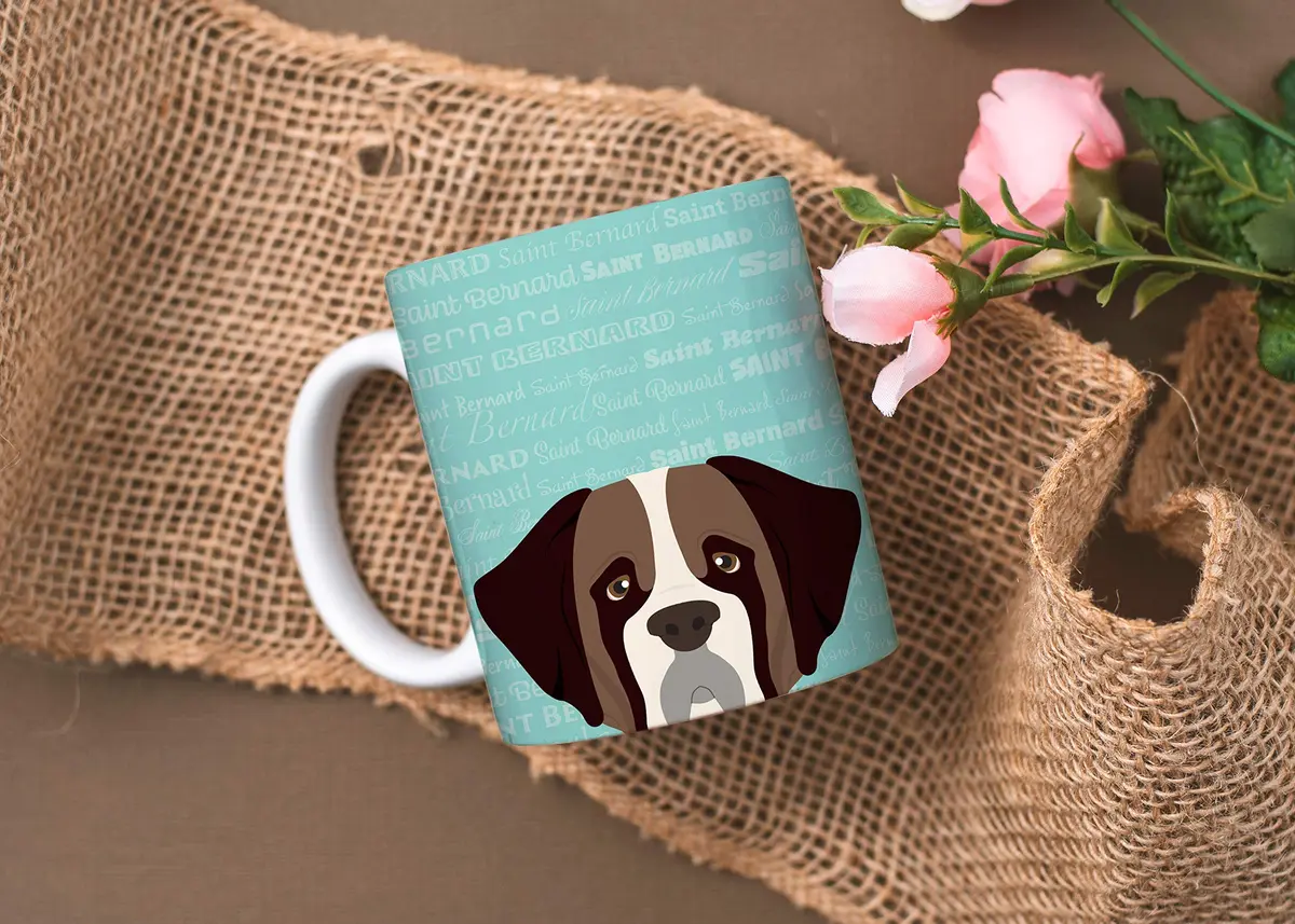 Mystic Sloth Saint Bernard Dog Breed Design 11oz (325ml) Ceramic Coffee Mug | Adorable Long Lasting Design - view 2