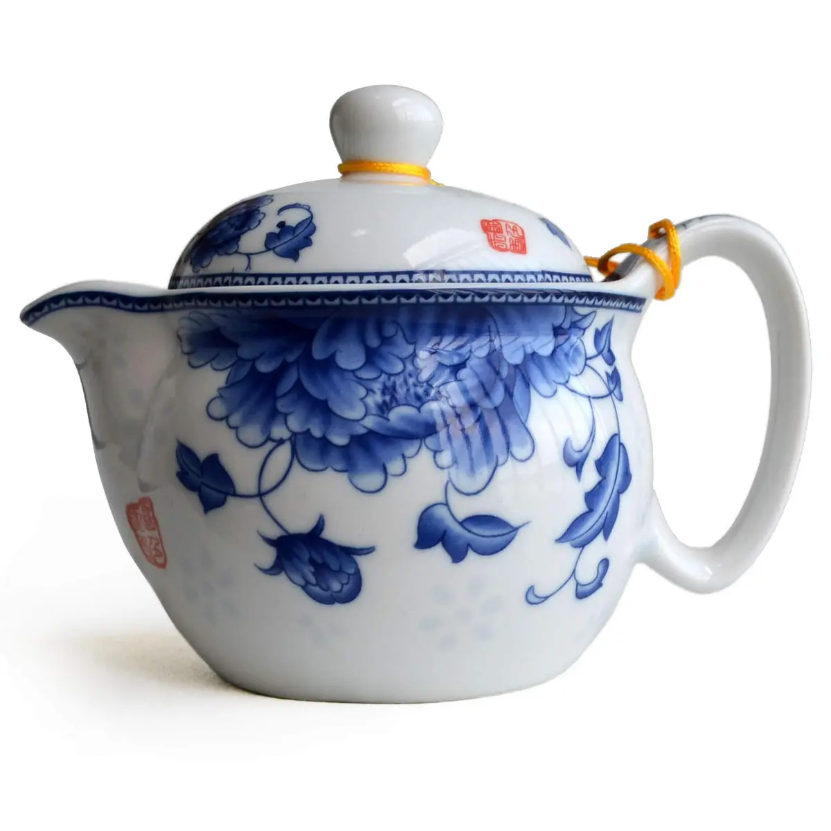 vv8oo Teapot 12oz Blue White | Ceramic Infuser for Loose Tea, Dishwasher Safe - main product image