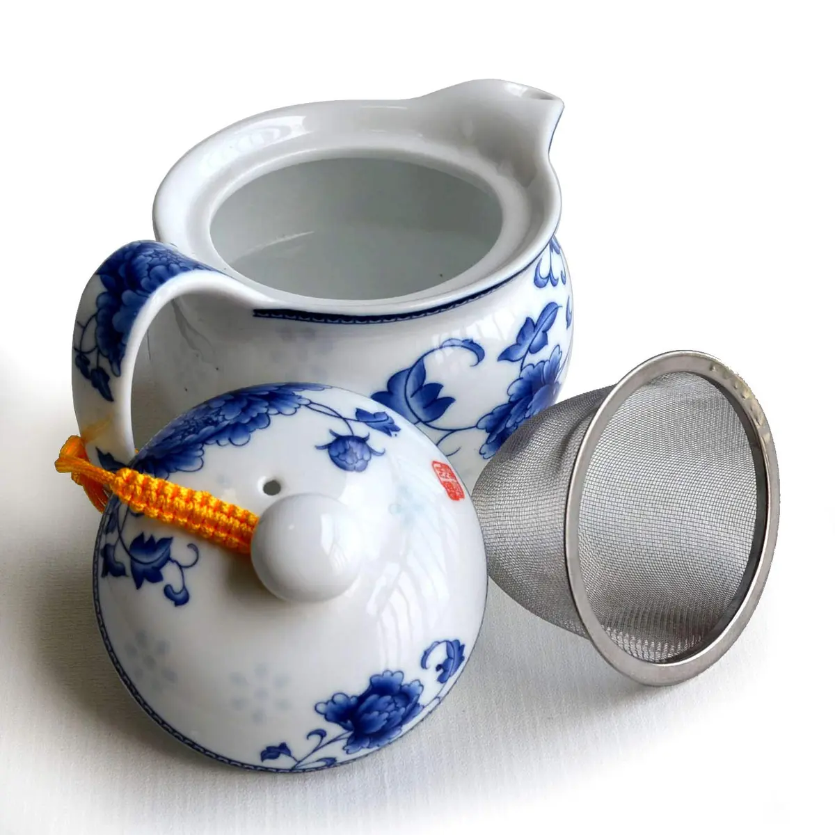 vv8oo Teapot 12oz Blue White | Ceramic Infuser for Loose Tea, Dishwasher Safe - view 3