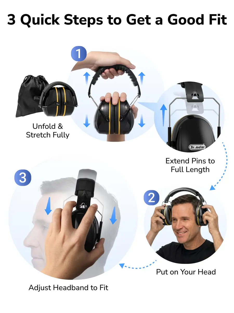 Dr.meter FM-1B Noise Cancelling Earmuffs for Adults & Kids | 31dB SNR (26dB NRR) Noise Reduction - view 8