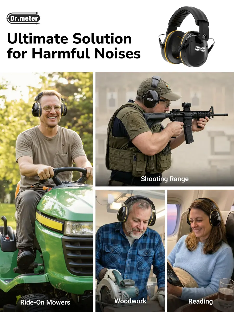 Dr.meter FM-1B Noise Cancelling Earmuffs for Adults & Kids | 31dB SNR (26dB NRR) Noise Reduction - view 4