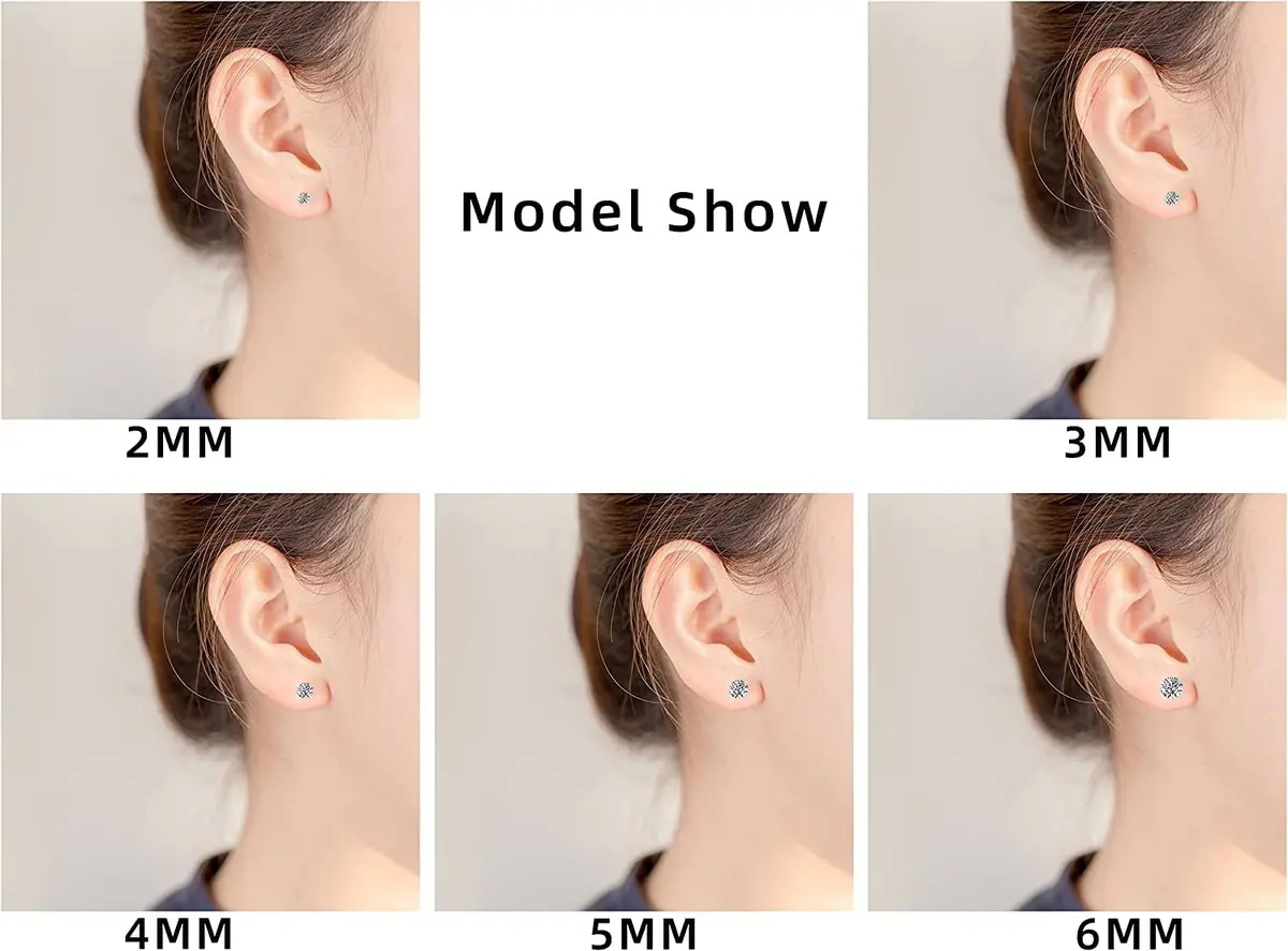 Comelyjewel Hypoallergenic Double Round Cubic Zirconia Stud Earrings Set 6mm (0.24 inches) | 5 Pairs Stainless Steel Pierced Earrings for Men & Women - view 4