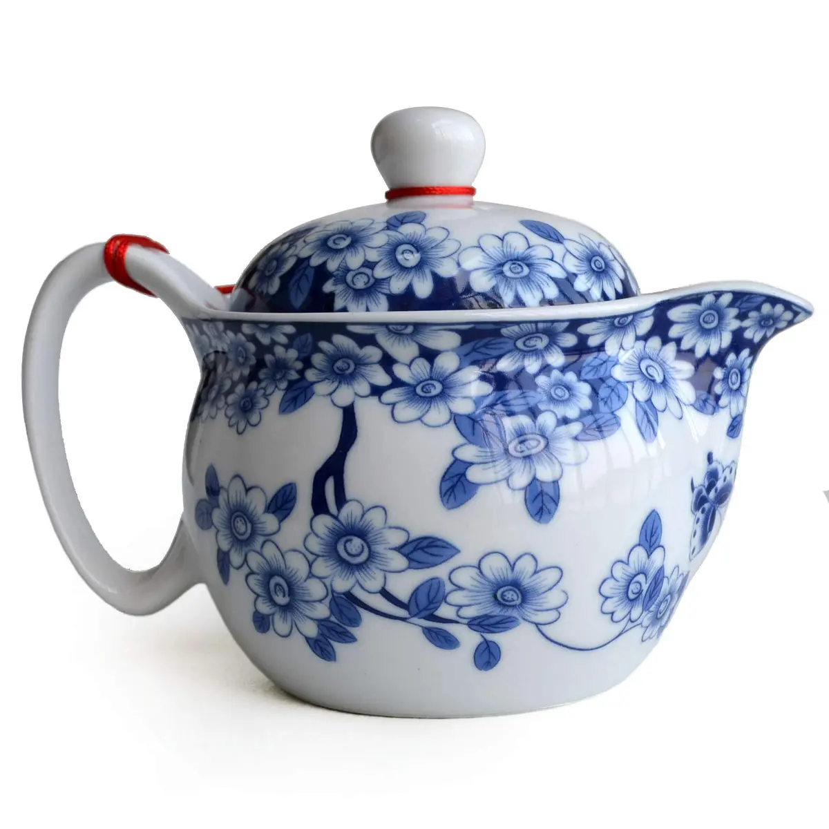 vv8oo Small Teapot 12oz Blue & White Porcelain Tea Pot with Infuser | Elegant Chinese Design for Single-Serve Tea - main product image