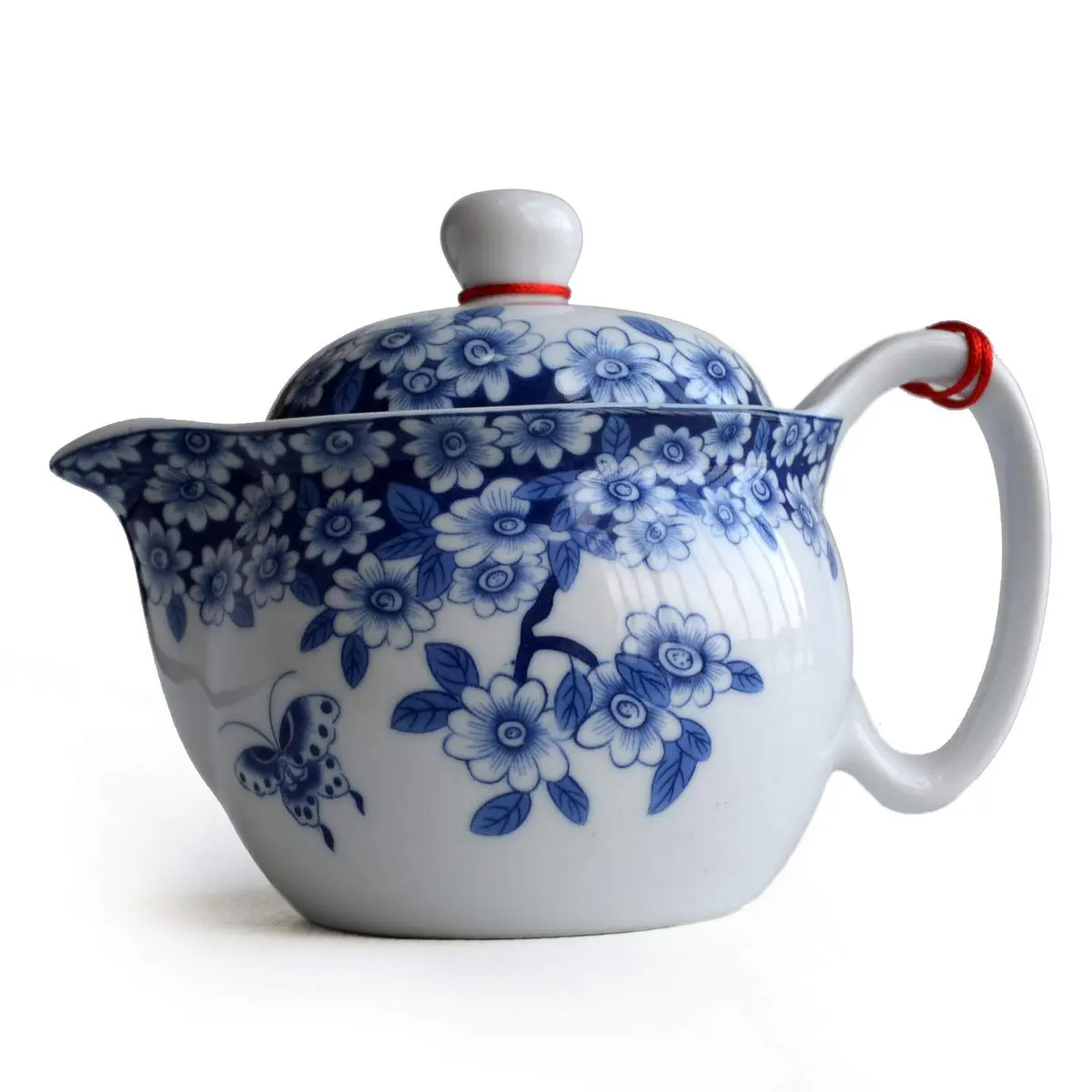 vv8oo Small Teapot 12oz Blue & White Porcelain Tea Pot with Infuser | Elegant Chinese Design for Single-Serve Tea - view 5