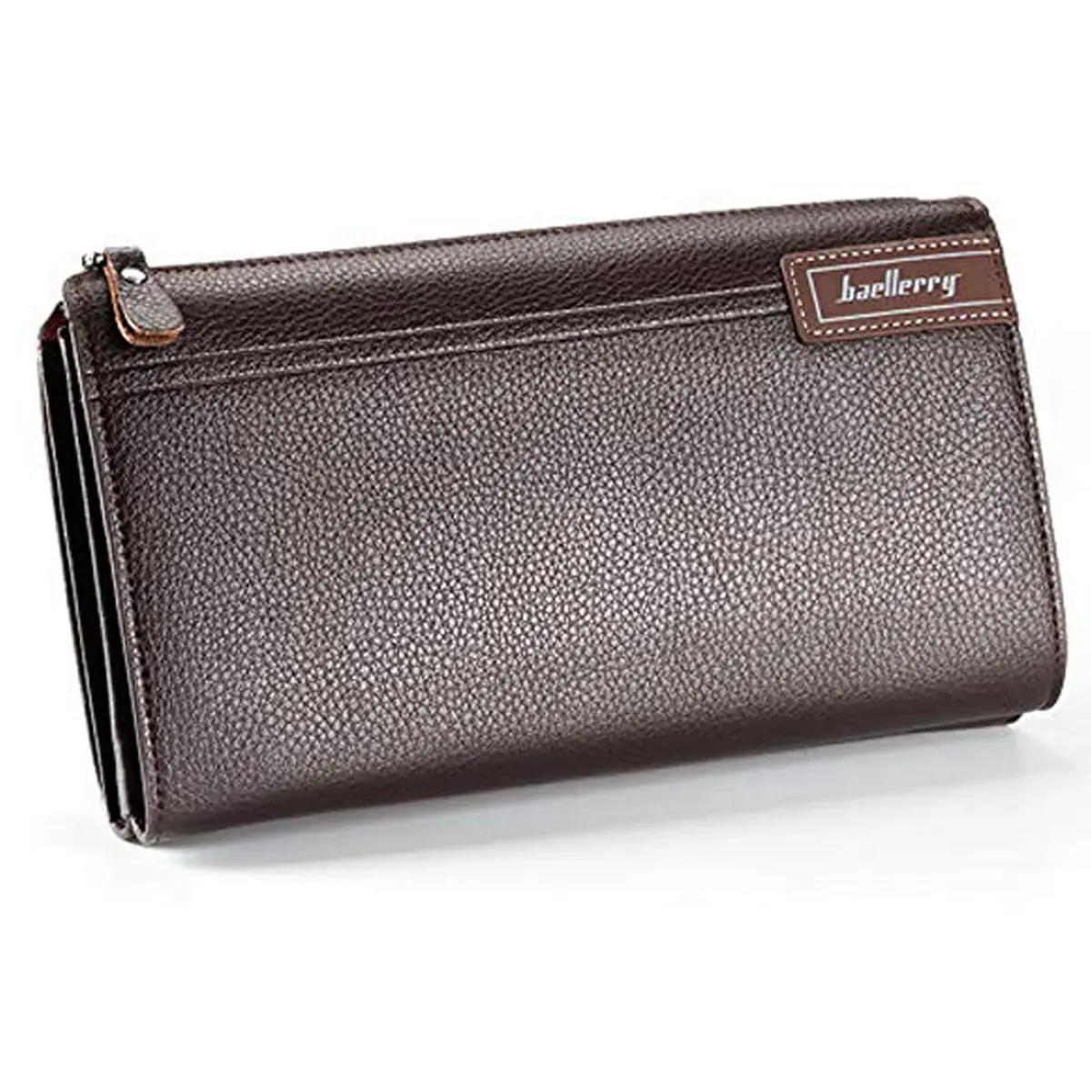 Valentoria Men's Long Leather Clutch Wallet Purse with Zipper 21cm (8.27") | Business Hand Bag for Phone, Cards & Cash - main product image